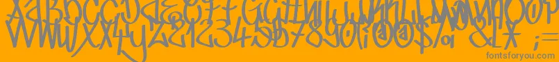 TagCre-Schriftart – Graue Schriften auf orangefarbenem Hintergrund