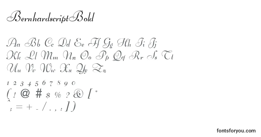 Fuente BernhardscriptBold - alfabeto, números, caracteres especiales