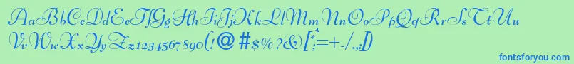 BernhardscriptBold Font – Blue Fonts on Green Background