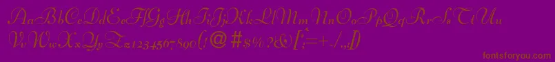 BernhardscriptBold-fontti – ruskeat fontit violetilla taustalla
