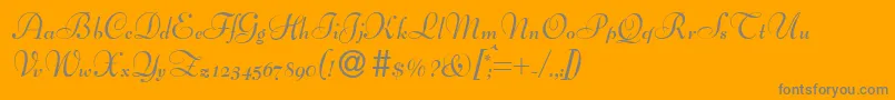 BernhardscriptBold-Schriftart – Graue Schriften auf orangefarbenem Hintergrund