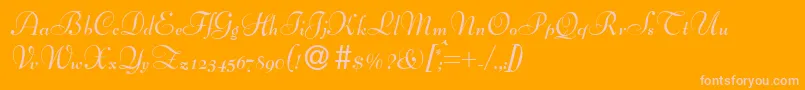 Fonte BernhardscriptBold – fontes rosa em um fundo laranja