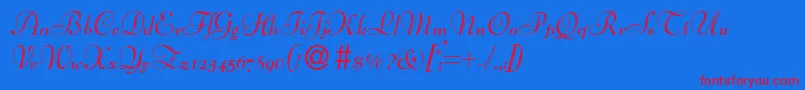BernhardscriptBold Font – Red Fonts on Blue Background