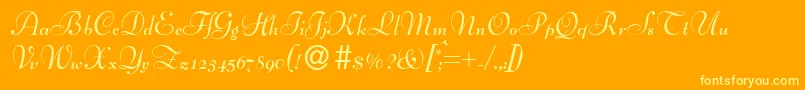 Шрифт BernhardscriptBold – жёлтые шрифты на оранжевом фоне