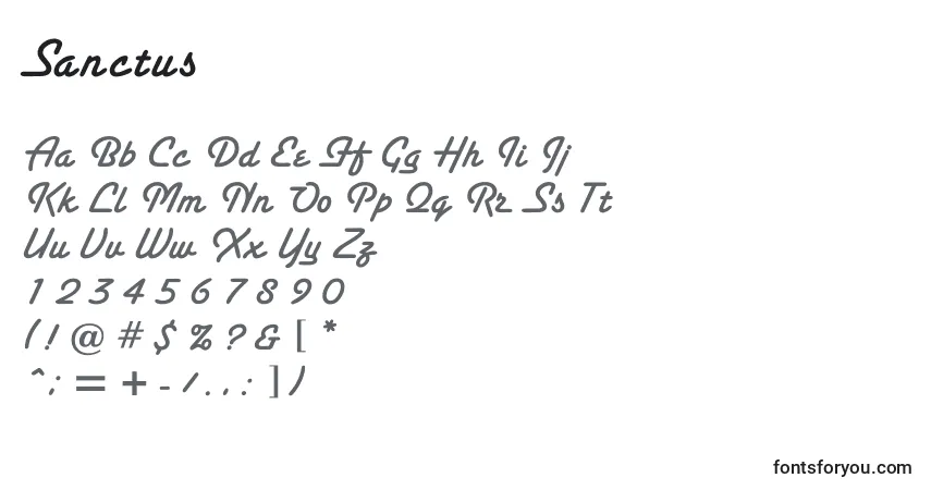 Czcionka Sanctus – alfabet, cyfry, specjalne znaki