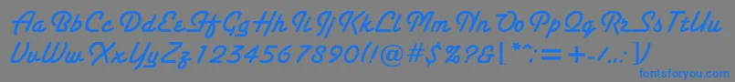 フォントSanctus – 灰色の背景に青い文字