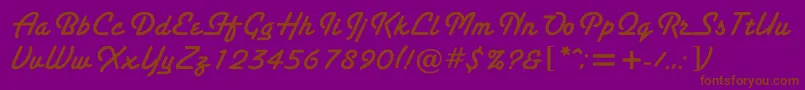Sanctus-fontti – ruskeat fontit violetilla taustalla