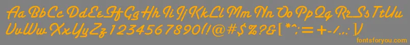 フォントSanctus – オレンジの文字は灰色の背景にあります。