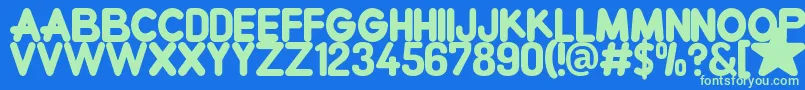 CrewniverseFont-Schriftart – Grüne Schriften auf blauem Hintergrund