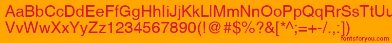 Helvetica Font – Red Fonts on Orange Background