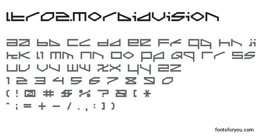 A fonte Ltr02.MorbidVision – alfabeto, números, caracteres especiais