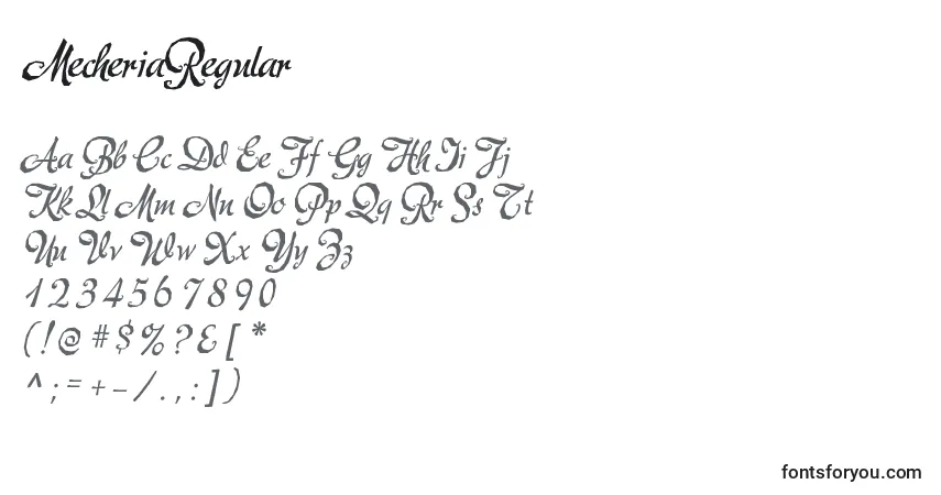 Шрифт MecheriaRegular – алфавит, цифры, специальные символы