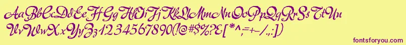 MecheriaRegular Font – Purple Fonts on Yellow Background