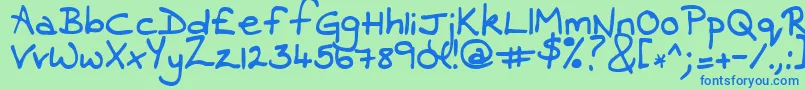Contrarymary-Schriftart – Blaue Schriften auf grünem Hintergrund