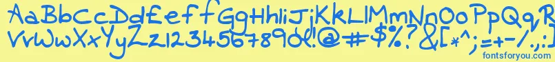 Contrarymary Font – Blue Fonts on Yellow Background