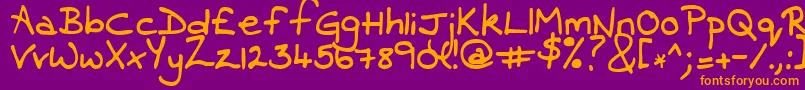 Contrarymary-Schriftart – Orangefarbene Schriften auf violettem Hintergrund