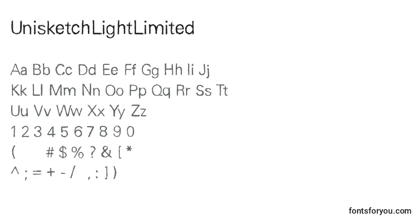 Шрифт UnisketchLightLimited – алфавит, цифры, специальные символы