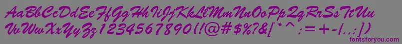 BrushScriptBt-Schriftart – Violette Schriften auf grauem Hintergrund