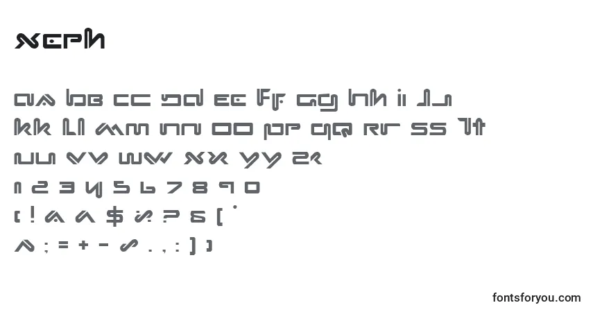 Schriftart Xeph – Alphabet, Zahlen, spezielle Symbole