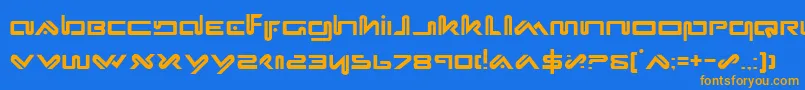 フォントXeph – オレンジ色の文字が青い背景にあります。