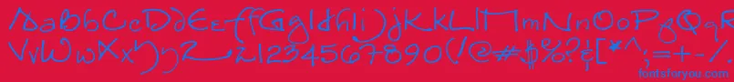 TheJoynt-Schriftart – Blaue Schriften auf rotem Hintergrund