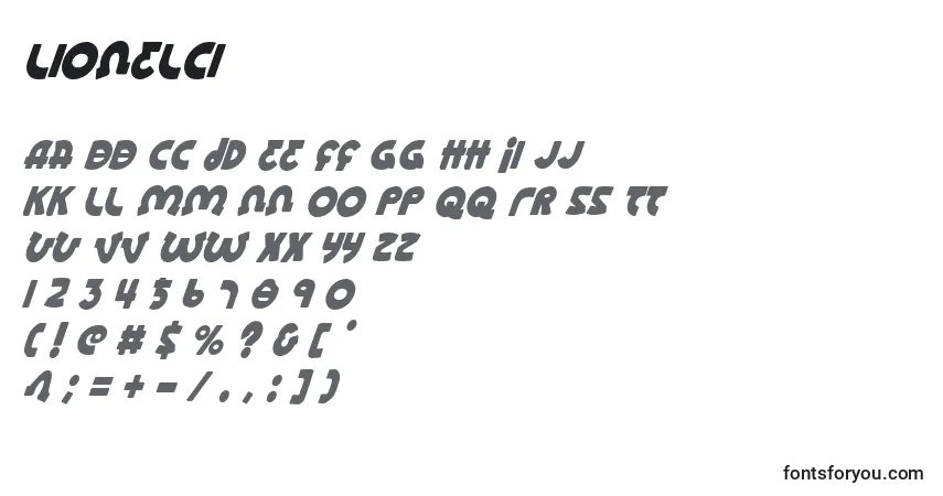 Шрифт Lionelci – алфавит, цифры, специальные символы