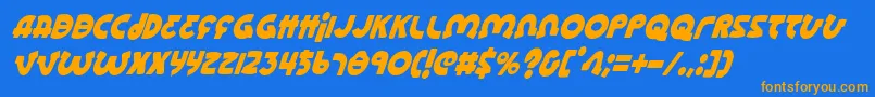 Lionelci-Schriftart – Orangefarbene Schriften auf blauem Hintergrund