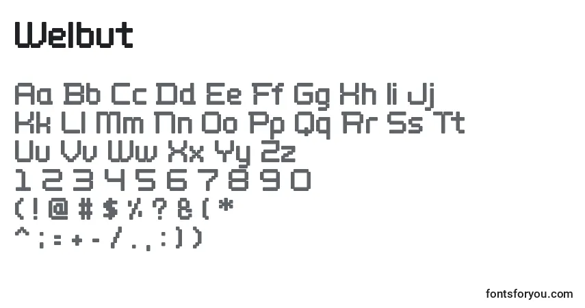 Czcionka Welbut – alfabet, cyfry, specjalne znaki