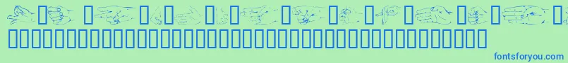 Handsom-Schriftart – Blaue Schriften auf grünem Hintergrund