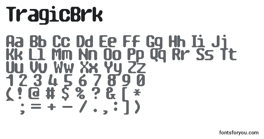 Шрифт TragicBrk – алфавит, цифры, специальные символы