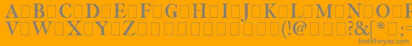 ImFellThreeLinePica-Schriftart – Graue Schriften auf orangefarbenem Hintergrund