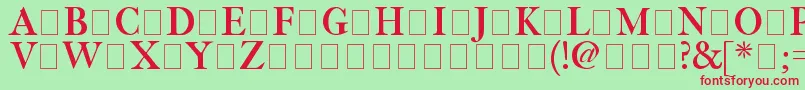 ImFellThreeLinePica-fontti – punaiset fontit vihreällä taustalla