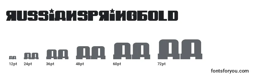 Größen der Schriftart RussianSpringBold