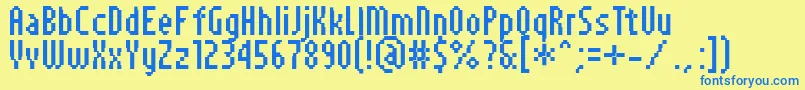 Czcionka PfTempestaSevenCompressed – niebieskie czcionki na żółtym tle