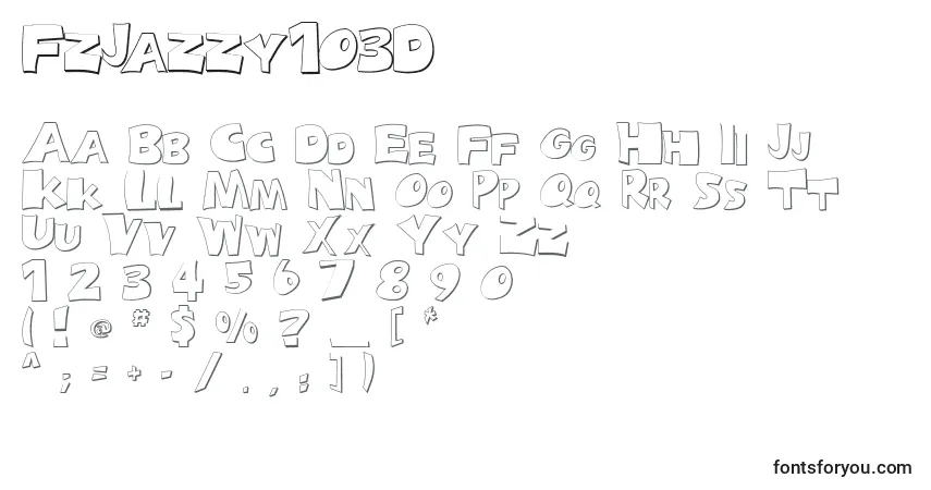 FzJazzy103D Font – alphabet, numbers, special characters