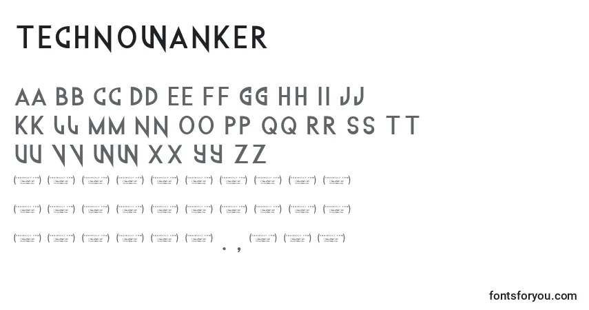 A fonte Technowanker (111177) – alfabeto, números, caracteres especiais