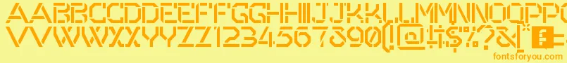 フォントOdessa – オレンジの文字が黄色の背景にあります。