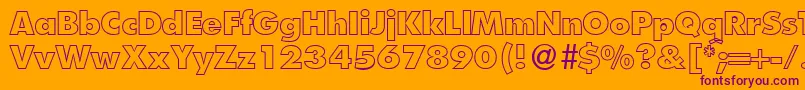 Шрифт FunctiontwooutlineextraboldRegular – фиолетовые шрифты на оранжевом фоне