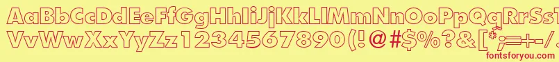 FunctiontwooutlineextraboldRegular Font – Red Fonts on Yellow Background