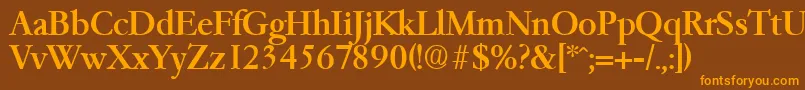 フォントGaremondMedium – オレンジ色の文字が茶色の背景にあります。