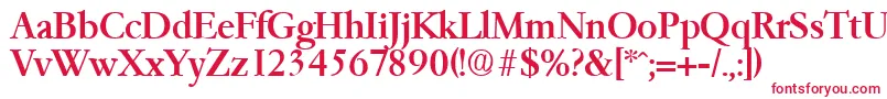 フォントGaremondMedium – 白い背景に赤い文字