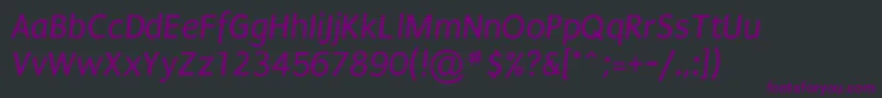 Fonte PuritanItalic – fontes roxas em um fundo preto