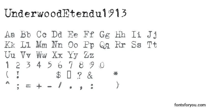 Schriftart UnderwoodEtendu1913 – Alphabet, Zahlen, spezielle Symbole