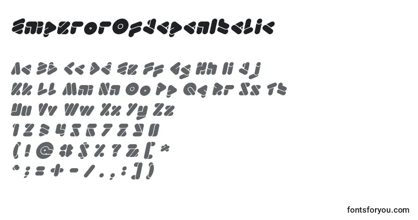 EmperorOfJapanItalicフォント–アルファベット、数字、特殊文字