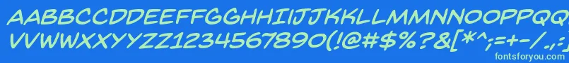 BackissuesbbItal Font – Green Fonts on Blue Background