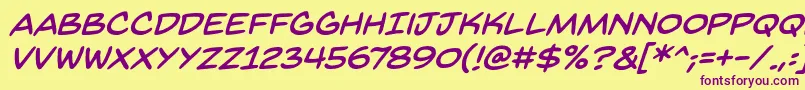 BackissuesbbItal Font – Purple Fonts on Yellow Background
