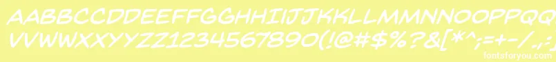 BackissuesbbItal Font – White Fonts on Yellow Background