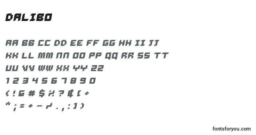 Czcionka Dalibo – alfabet, cyfry, specjalne znaki