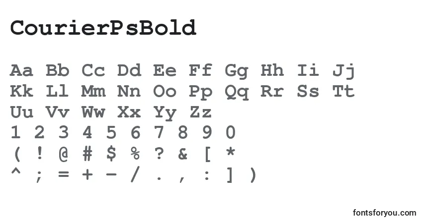 Шрифт CourierPsBold – алфавит, цифры, специальные символы