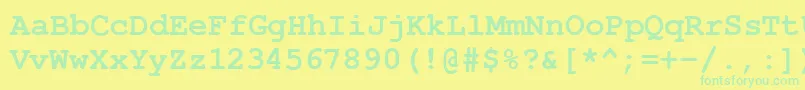 CourierPsBold-Schriftart – Grüne Schriften auf gelbem Hintergrund